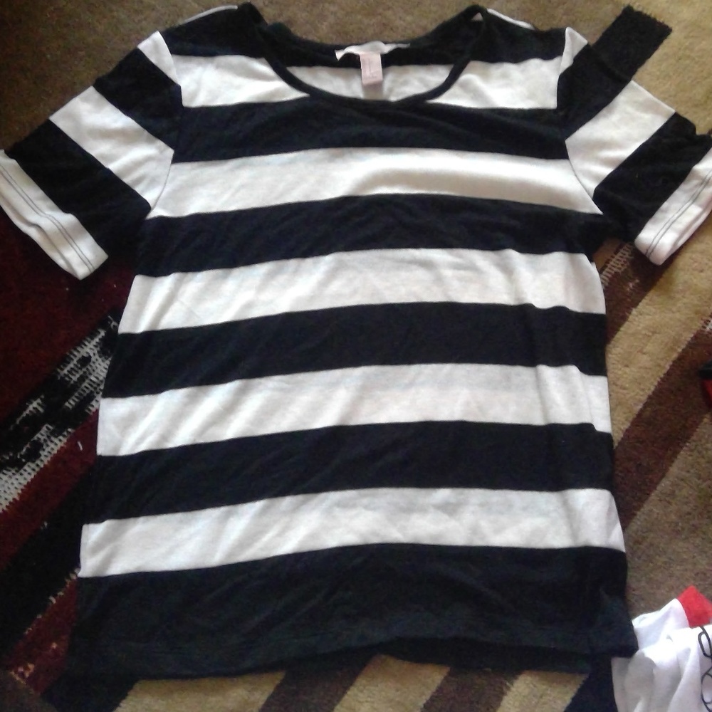 Black and White Striped Top